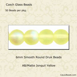 Druk Beads:6mm Jonquil, AB/Matte [50]