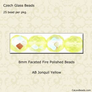 Fire Polished Beads:8mm Jonquil, AB [25]
