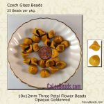 3 Petal Flower Beads:10x12mm Goldenrod, Opaque [25]