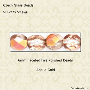 Fire Polished Beads:6mm Apollo Gold [50]
