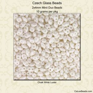 MiniDuo Beads, 2x4mm:Chalk White, Luster [10g]