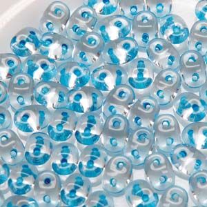 SuperDuo Beads, 2.5x5mm Aquamarine Lined Crystal [10g]
