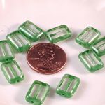 Rectangle Bead:8x12mm Crystal, Green Picasso [10]