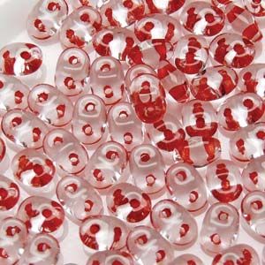 SuperDuo Beads, 2.5x5mm Red Lined Crystal [10g]