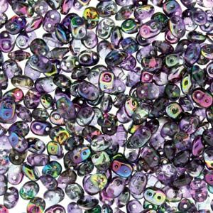 SuperDuo Beads, 2.5x5mm Violet/Grey Magic [10g]