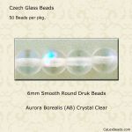 Druk Beads:6mm Crystal, AB [50]