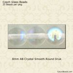Druk Beads:8mm Crystal, AB [25]