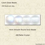 Druk Beads:4mm Crystal, AB/Matte [100]