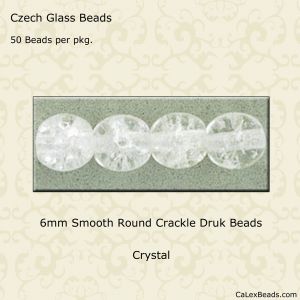 Druk Beads:6mm Crystal, Crackle [50]