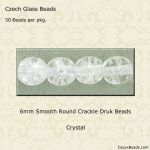 Druk Beads:6mm Crystal, Crackle [50]