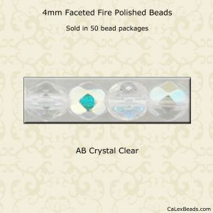 Fire Polished Beads:4mm Crystal, AB [50]