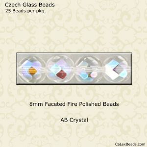 Fire Polished Beads:8mm Crystal, AB [25]