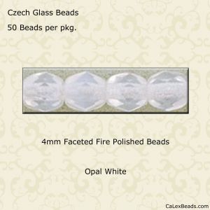 Fire Polished Beads:4mm White, Opal [50]