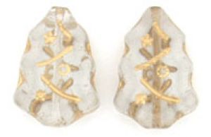 Czech Glass 17x7mm Christmas Tree Beads:Gold Inlay Crystal [10]