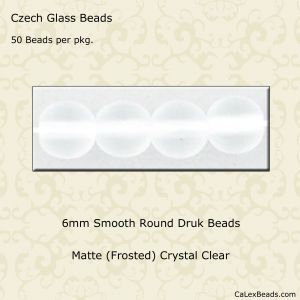Druk Beads:6mm Crystal, Matte [50]
