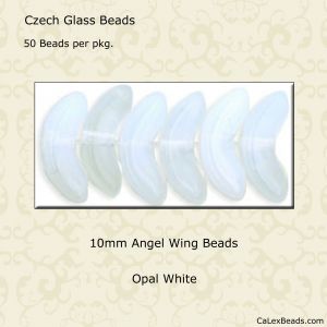 Angel Wing Beads:10mm White, Opal [50]