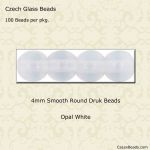 Druk Beads:4mm White, Opal [100]
