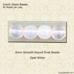 Druk Beads:6mm White, Opal [50]