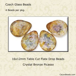 Teardrop Beads:16x12mm Crystal, Bronze Picasso [4]