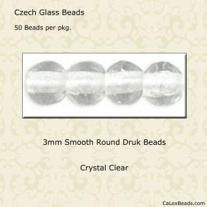 Druk Beads:3mm Crystal Clear [100]