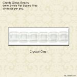 CzechMate 2-Hole Tile Beads 6mm:Crystal, Transparent [50]