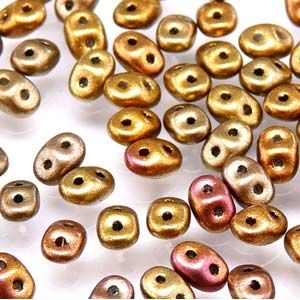 SuperDuo Beads, 2.5x5mm Crystal Gold AB [10g]