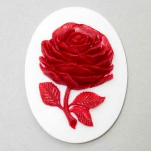 Cabochon, Resin Cameo:40x30mm Oval Rose White [ea]