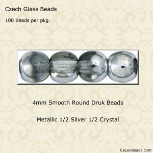 Druk Beads:4mm Silver/Crystal [100]
