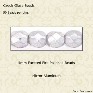 Fire Polished Beads:4mm Aluminum, Mirror [50]
