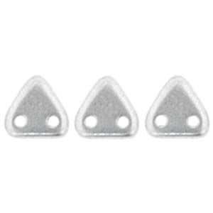 10g Silver CzechMates 2-Hole Triangle Glass Beads 6mm