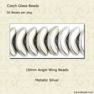Angel Wing Beads:10mm Silver, Metallic [50]