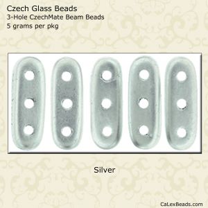Beam Beads 3x10mm 3-Hole:Silver, Metallic [5g]