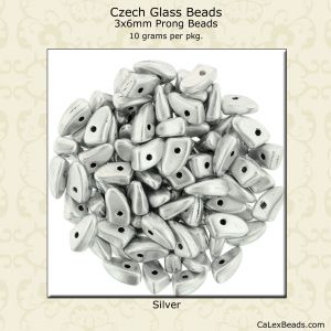CLOSE OUT:3x6mm Prong Beads, Silver [10g]