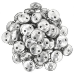 Lentil Beads 6mm 2-Hole:Silver, Metallic [50]