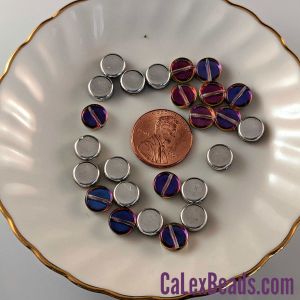 Dime Beads:8x3mm Silver/Purple [25]