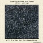 Delica 11/0:0925 Dark Grey, Sparkling Lined Crystal [5g]