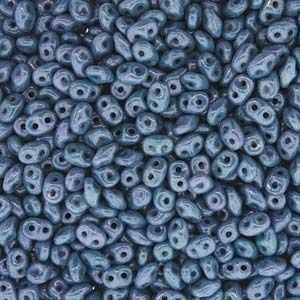 SuperDuo Beads, 2.5x5mm Blue Chalk Luster [10g]