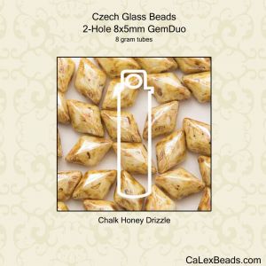 GemDuo Beads 8x5mm 2-Hole:Chalk Honey Drizzle [8g]