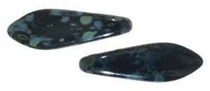 Dagger Beads 5x16mm 2-Hole:Jet, Picasso [50]