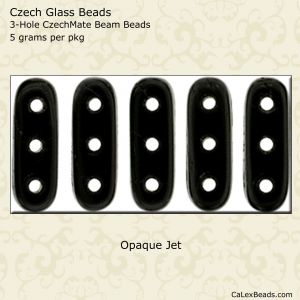 Beam Beads 3x10mm 3-Hole:Jet, Opaque [5g]