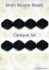 Bicone Beads, 6mm:Jet, Opaque [50]