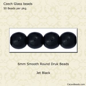 Druk Beads:6mm Jet Black [50]