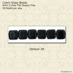 CzechMate 2-Hole Tile Beads 6mm:Jet, Opaque [50]