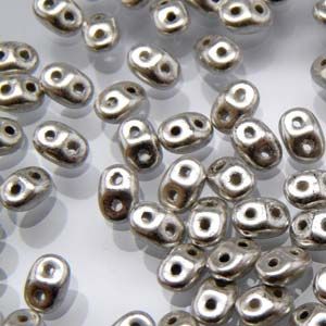 SuperDuo Beads, 2.5x5mm Jet Labrador Silver [10g]