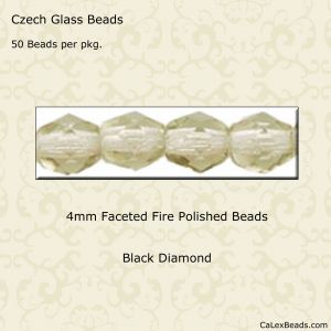 Fire Polished Beads:4mm Black Diamond [50]