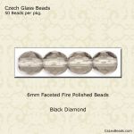 Fire Polished Beads:6mm Black Diamond [50]