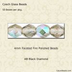 Fire Polished Beads:4mm Black Diamond, AB [50]