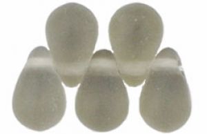 Czech Glass 6x4mm Teardrop Beads:Matte Black Diamond [100]