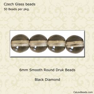 Druk Beads:6mm Black Diamond [50]