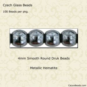 Druk Beads:4mm Hematite [100]
